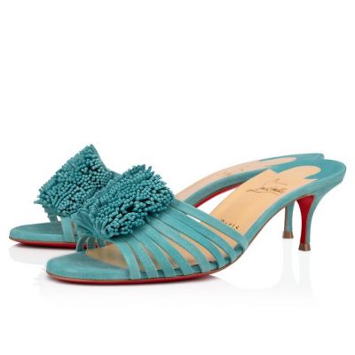 Christian Louboutin Belbrossa 55 Veau Velours Mules Mules Dame Blå | DK-86198