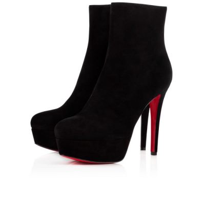 Christian Louboutin Bianca Booty 120 120 Veau Velours Boots Støvler Dame Sort | DK-10746