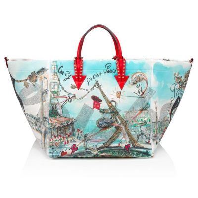 Christian Louboutin Cabaraparis Neopren Tote Bags Muleposer Dame Flerfarvede Rød | DK-82730
