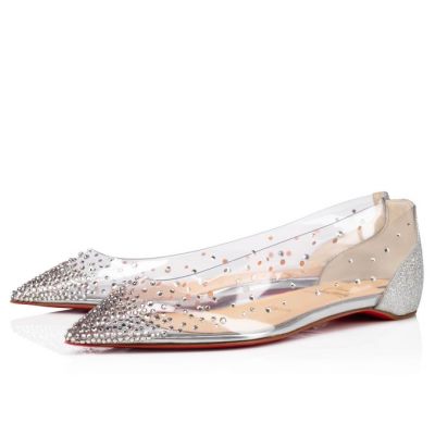 Christian Louboutin Degrastrass Pvc 000 Version Pvc Flats Flats Dame Sølv | DK-45271