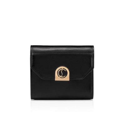 Christian Louboutin Elisa Compact Wallet Calf Empi Classic Læder Wallets Pung Dame Sort Guld | DK-58302