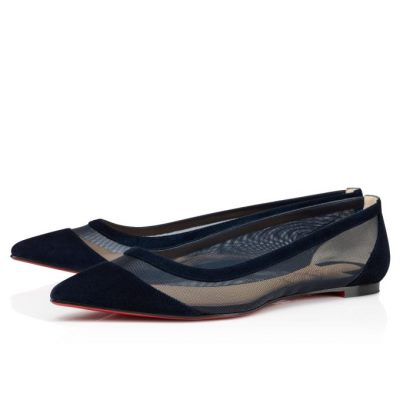 Christian Louboutin Galativi 000 Version Marine Veau Velours Flats Flats Dame Mørkeblå | DK-43459