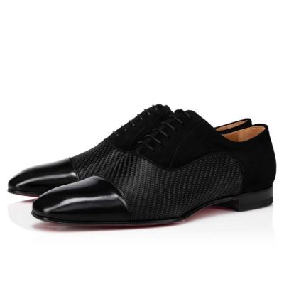 Christian Louboutin Greggo Bomulds Oxford Oxford Sko Herre Sort | DK-85786