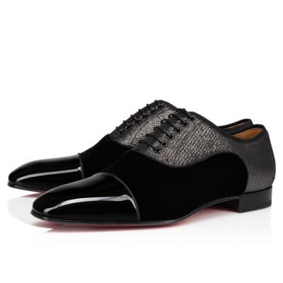 Christian Louboutin Greggo Orlato Creative Fabric Oxford Oxford Sko Herre Sort | DK-08146