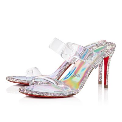 Christian Louboutin Just Strass 85 Ruskind Mules Mules Dame Lyserød Flerfarvede | DK-28972