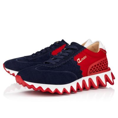 Christian Louboutin Loubishark Version Veau Velours Sneakers Sneakers Herre Dyb Blå Rød | DK-33065