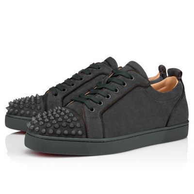 Christian Louboutin Louis Junior Sp 000 Mat Veau Velours Sneakers Sneakers Herre Mørkegrå | DK-95398