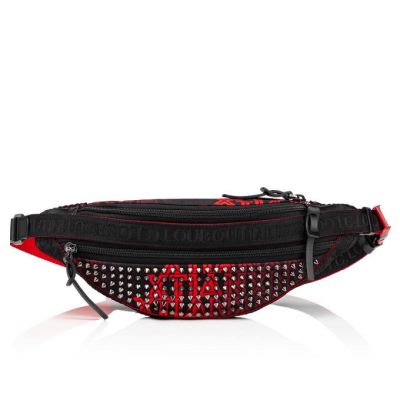 Christian Louboutin Parisnyc Sling Bag Creative Fabric Bum Bags Bum Bags Herre Sort Rød Sølv | DK-01181