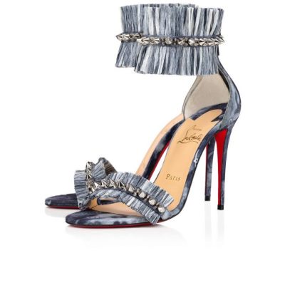 Christian Louboutin Poupedou 100 Bomulds Sandals Sandaler Dame Flerfarvede Blå | DK-72365