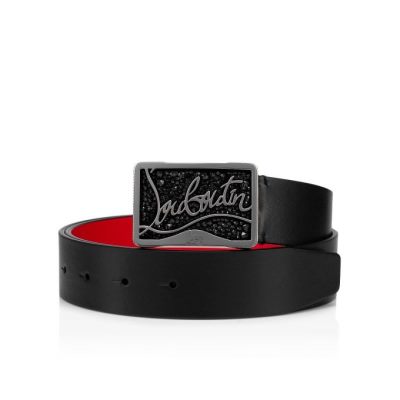 Christian Louboutin Ricky Belt Classic Læder Belts Bælter Herre Sort | DK-66331