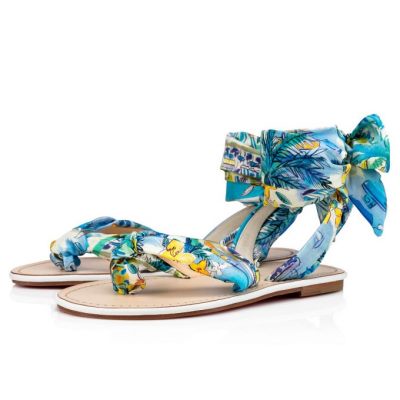 Christian Louboutin Spetsos Crepe Satin/Satin/Lurex Sandals Sandaler Dame Flerfarvede Hvide | DK-16647