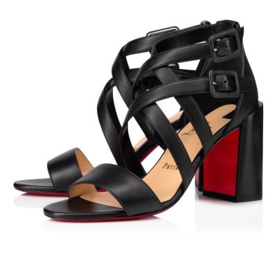 Christian Louboutin Zefira 85 Calf T Páskové T Strap Dame Sort | DK-05871